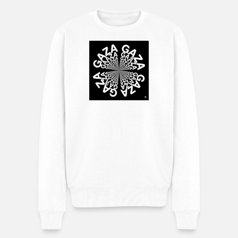 Hypnotische typografische Spirale - Männer Premium Bio Pullover - Weiß