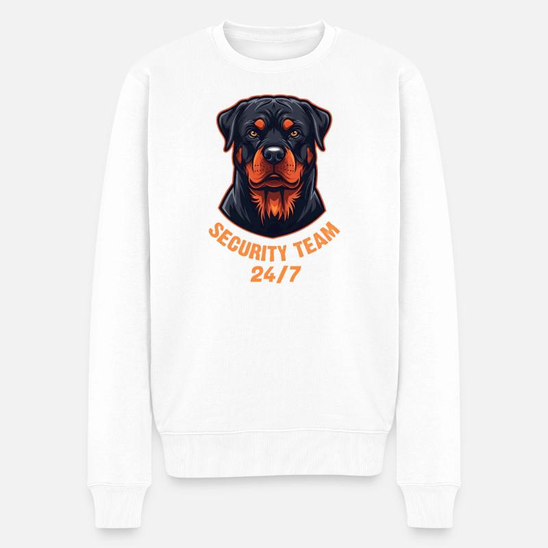 Rottweiler Security Team 24/7 Wachhund - Männer Premium Bio Pullover - Weiß
