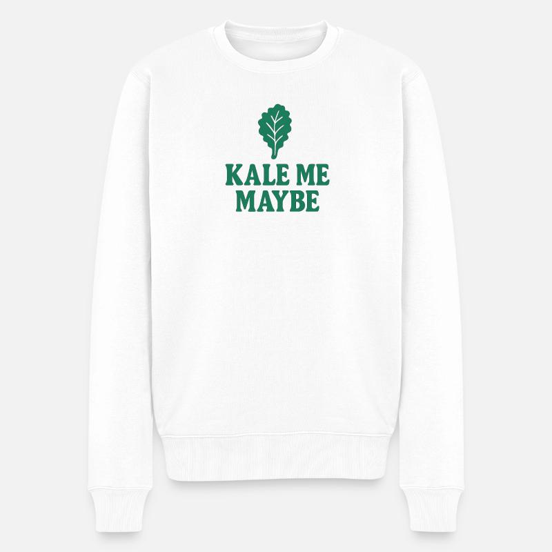 Kale Me Maybe – Lustiges Veggie Design - Männer Premium Bio Pullover - Weiß