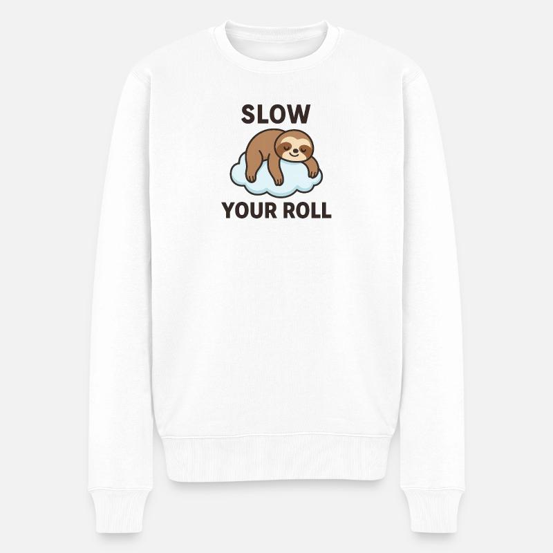 Faul in der Cloud Verlangsamen Sie Ihre Rolle - Männer Premium Bio Pullover - Weiß