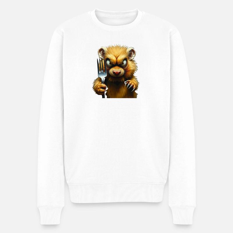 Hamster d’horreur avec fourchette - Pull Premium bio Homme - blanc