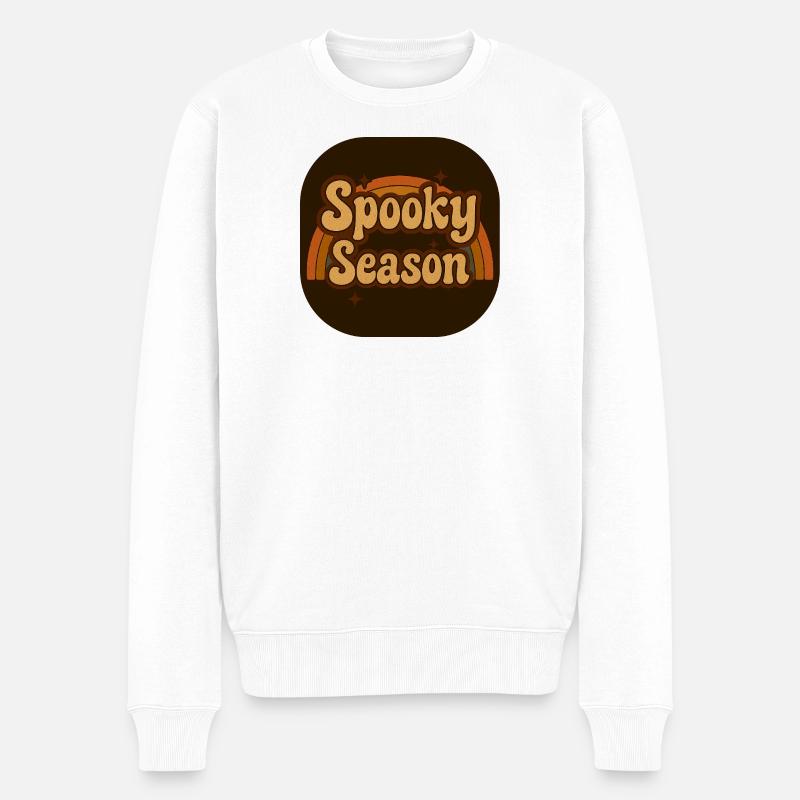 Spooky Season Retro Look - Männer Premium Bio Pullover - Weiß
