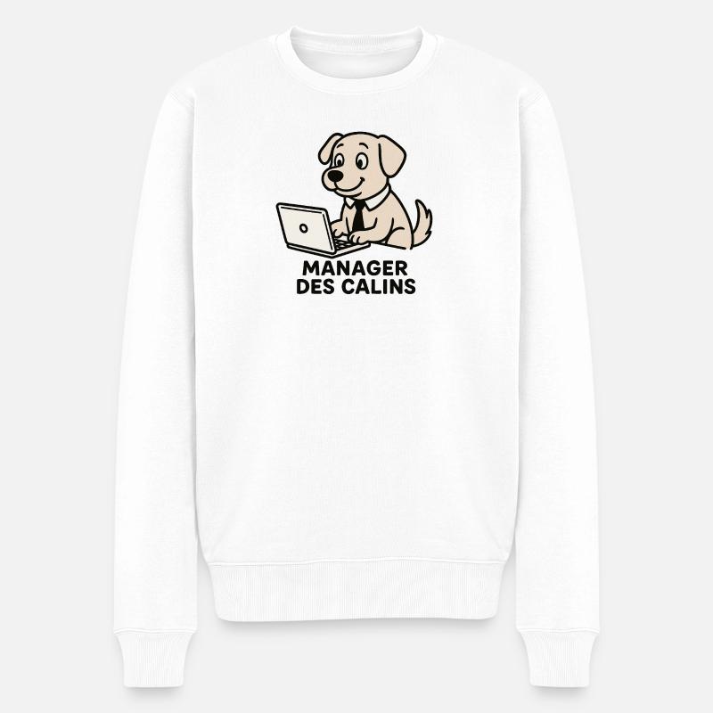 Hundemanager kuschelt - Männer Premium Bio Pullover - Weiß