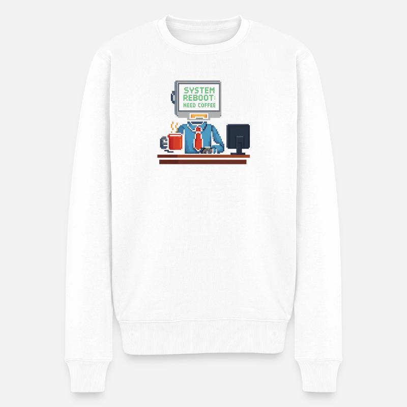 Le redémarrage du système a besoin de café - Pull Premium bio Homme - blanc