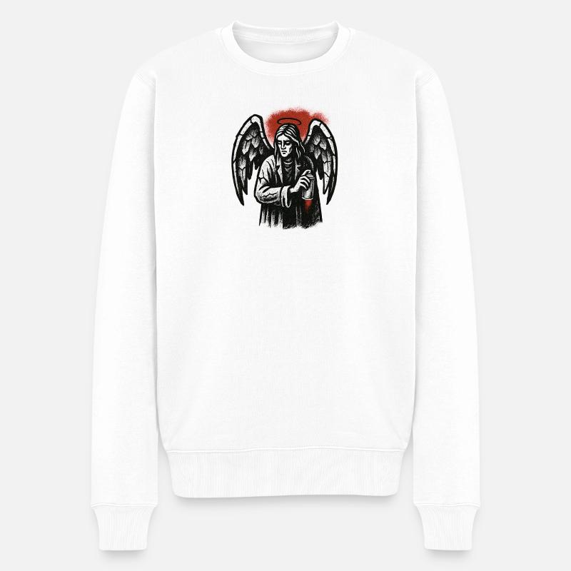 Engel mit der Absicht des Graffitis - Männer Premium Bio Pullover - Weiß