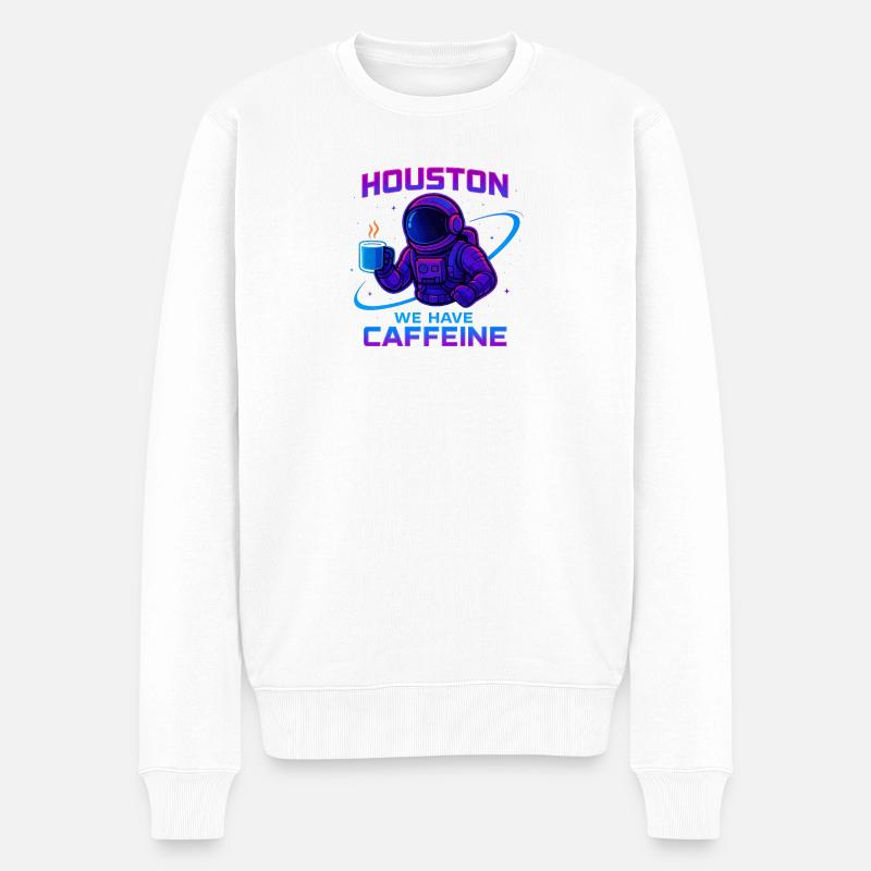 Houston we have caffeine - Männer Premium Bio Pullover - Weiß