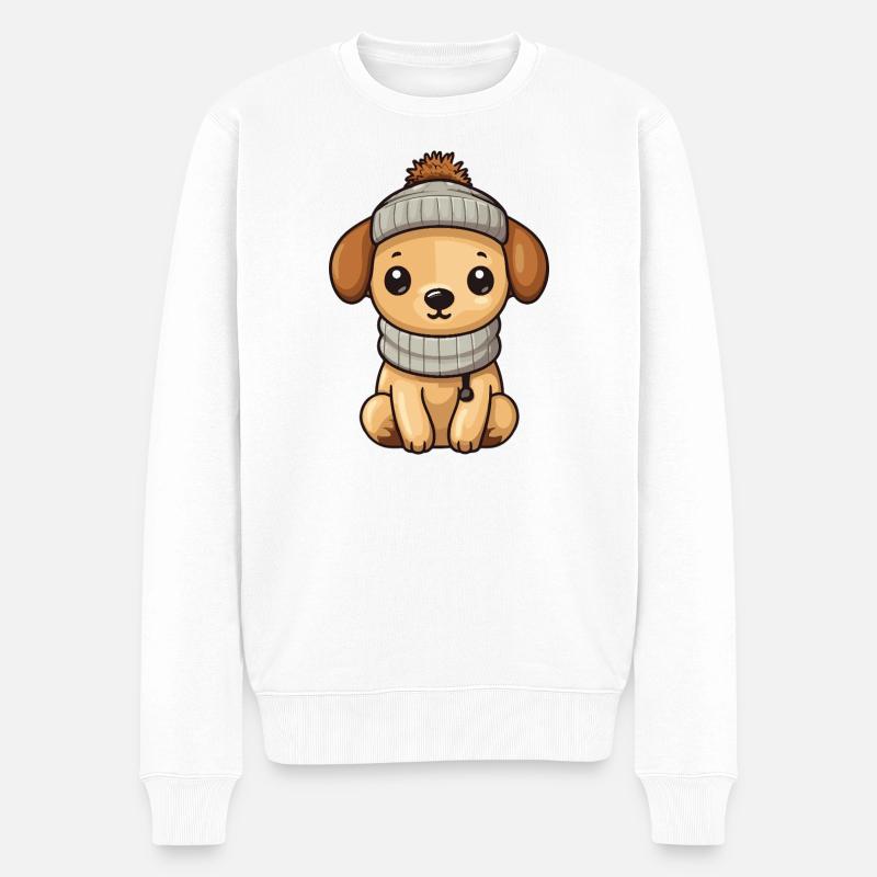 Chien Hiver Animal Bébé Bande Dessinée - Pull Premium bio Homme - blanc