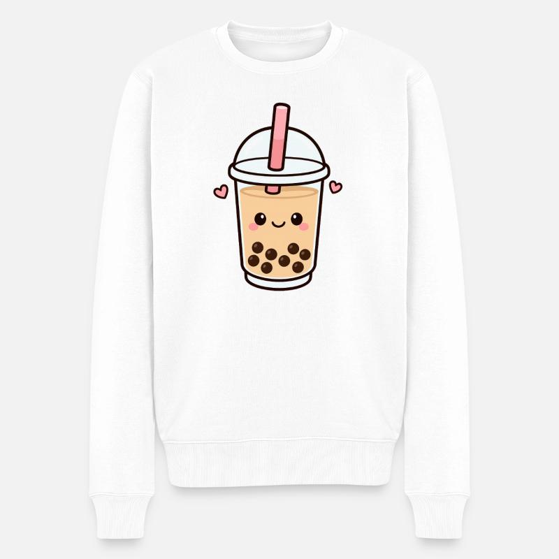 Cœur de thé à bulles Kawaii - Pull Premium bio Homme - blanc
