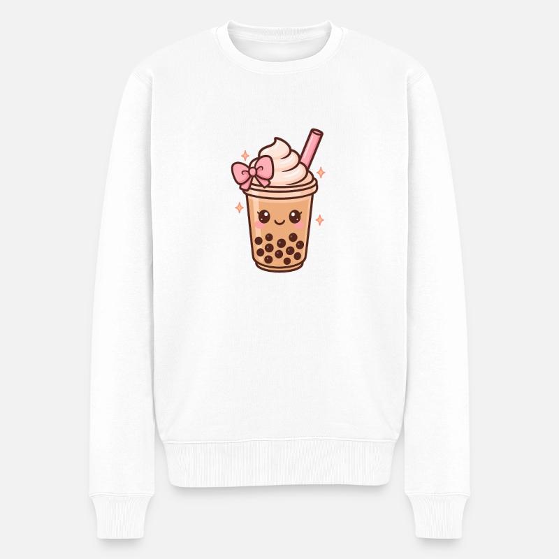 Süßer Boba mit Schleife, Bubble Tea Girl  - Männer Premium Bio Pullover - Weiß