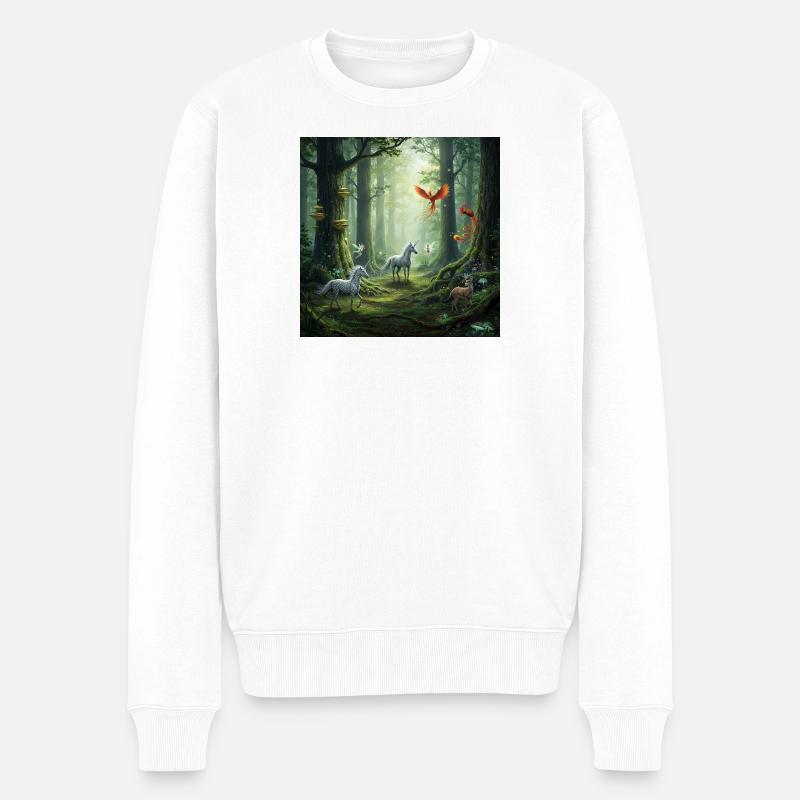 Märchenwald Unikorn Phönix Szene - Männer Premium Bio Pullover - Weiß