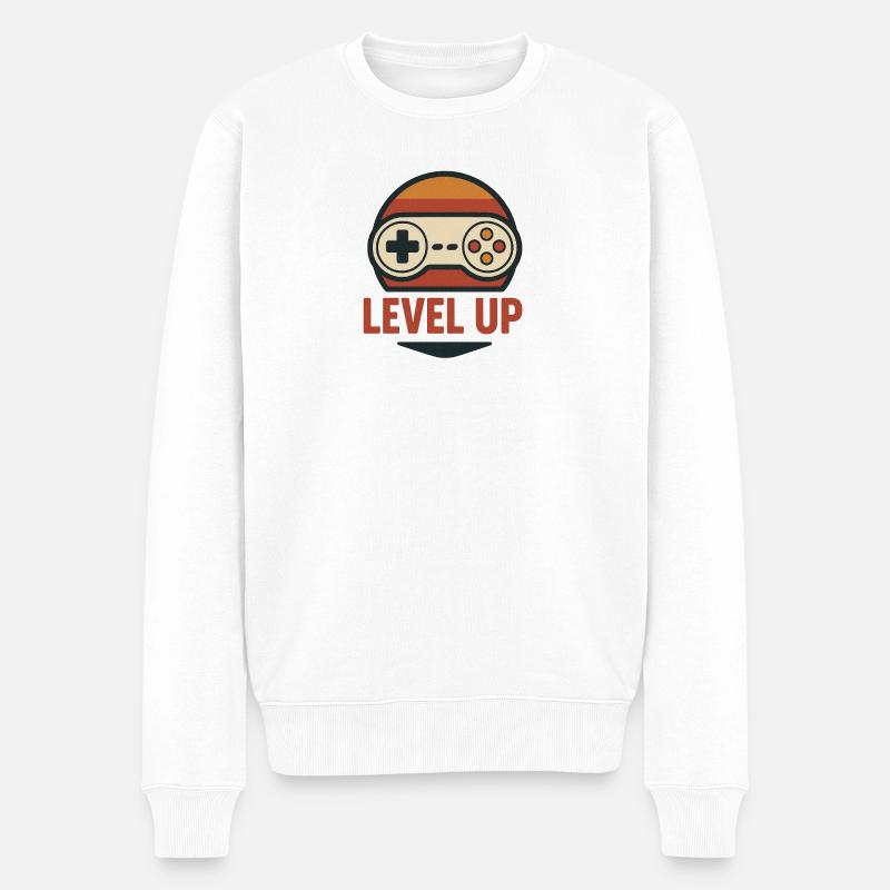 Graphiques de manette rétro Level Up - Pull Premium bio Homme - blanc