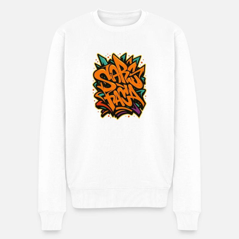 Graffiti Schriftzug Sprühkunst - Männer Premium Bio Pullover - Weiß
