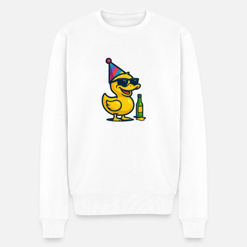PartyDuckey - Männer Premium Bio Pullover - Weiß