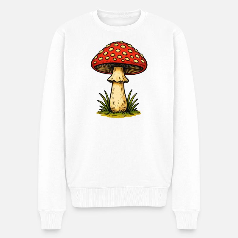 Roter Fliegenpilz Retro - Männer Premium Bio Pullover - Weiß