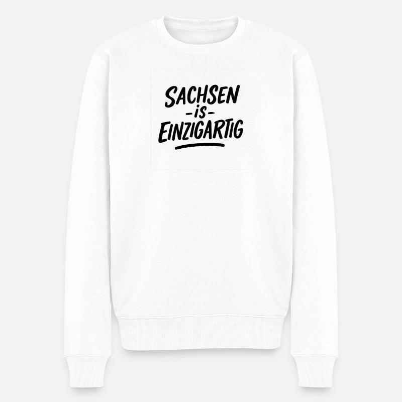 Sachsen_is_Einzigartig - Männer Premium Bio Pullover - Weiß