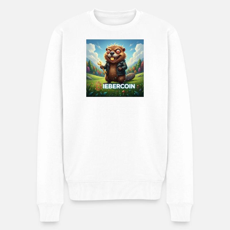 Crypto Beaver avec clé à molette - Pull Premium bio Homme - blanc