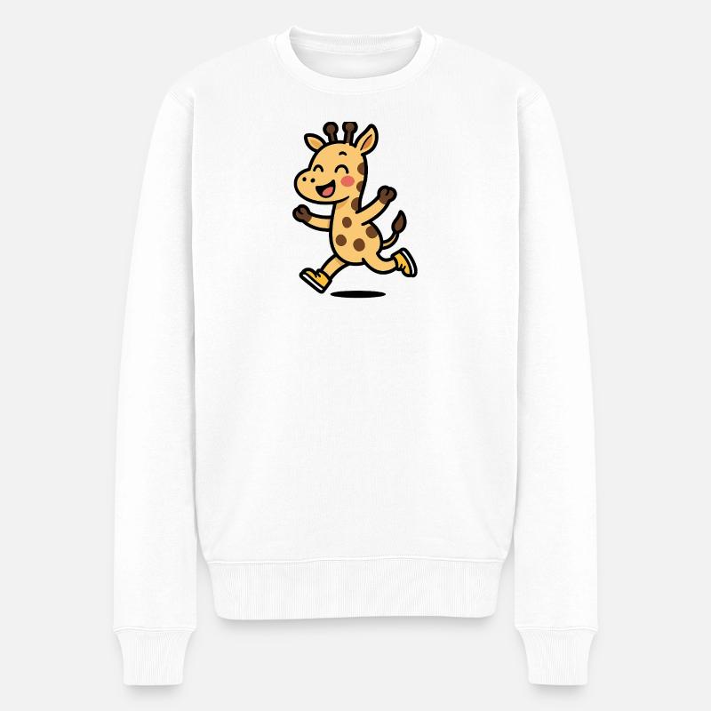 Glückliche Giraffe - Männer Premium Bio Pullover - Weiß