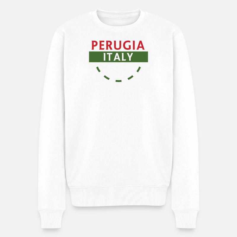 Perugia Italia Reiseabzeichen - Männer Premium Bio Pullover - Weiß