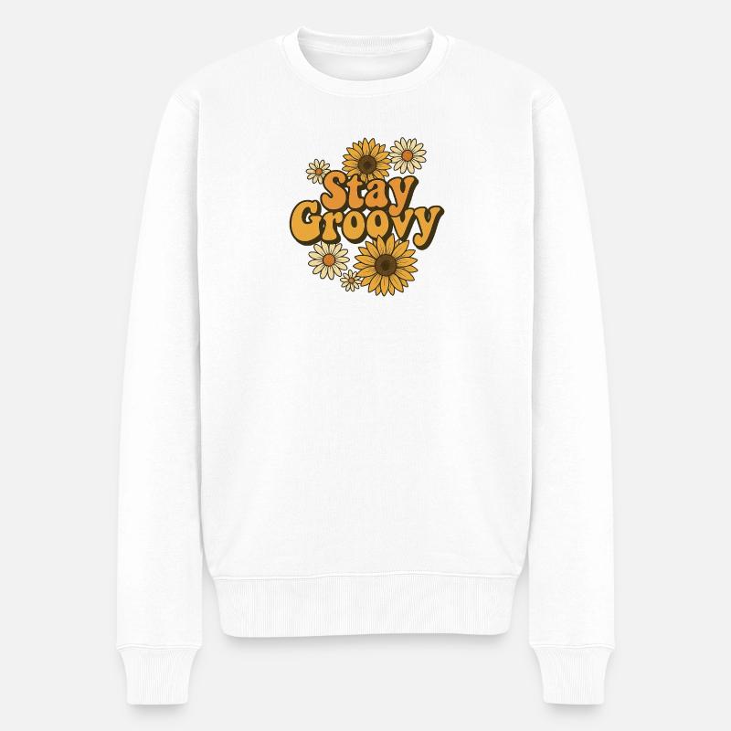 Bleiben Sie groovy - Männer Premium Bio Pullover - Weiß