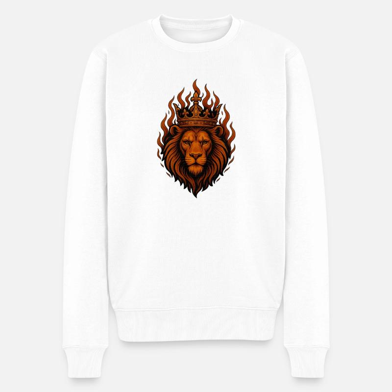 König des Feuers – Königliche Macht - Männer Premium Bio Pullover - Weiß