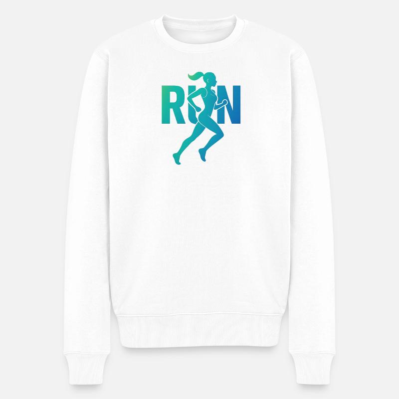 Schöne Sportlerin - Männer Premium Bio Pullover - Weiß