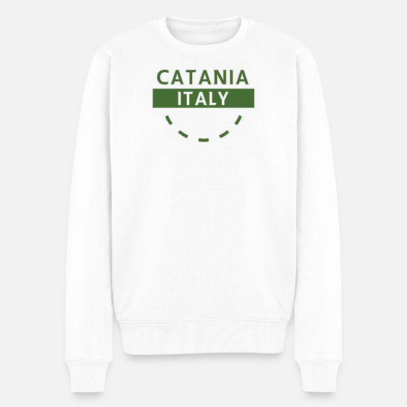 Catania Italien Grüne Plakette - Männer Premium Bio Pullover - Weiß
