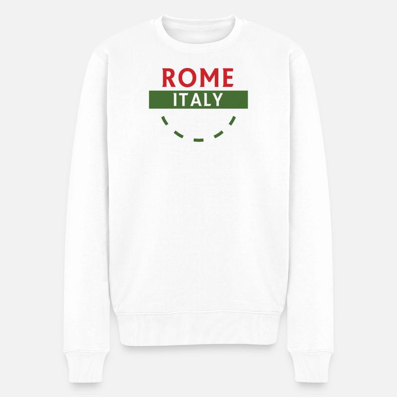 Rom Italien Banner T-Shirt - Männer Premium Bio Pullover - Weiß