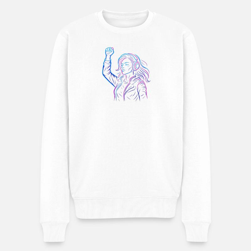 Neon Rebellion – Cyberpunk Energiedesign - Männer Premium Bio Pullover - Weiß