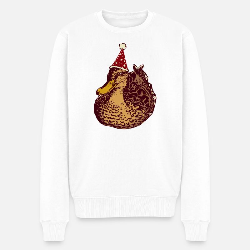 WEIHNACHTSSTOCKENTE - Männer Premium Bio Pullover - Weiß