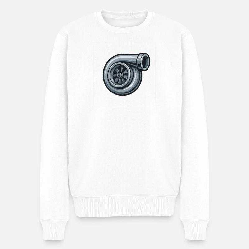 Mechanische Grafik Turbo - Männer Premium Bio Pullover - Weiß