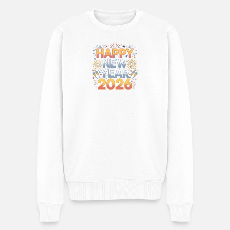 Frohes Neues Jahr 2026 - Männer Premium Bio Pullover - Weiß
