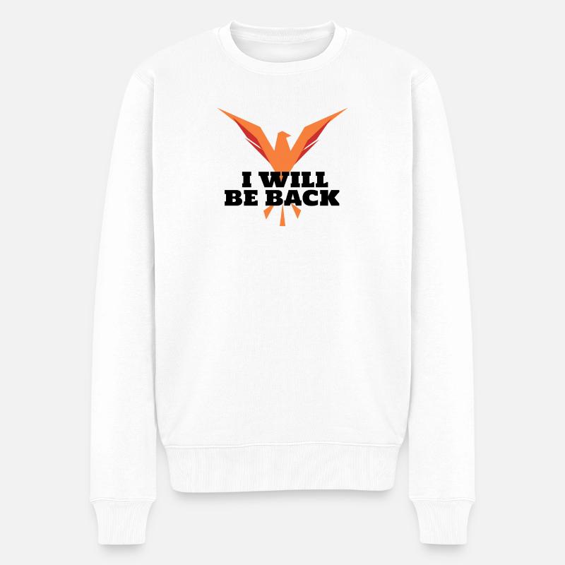 Geometrischer oranger Phönix im Flug - Männer Premium Bio Pullover - Weiß