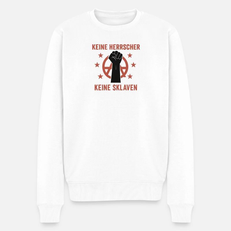Keine Herrscher - Männer Premium Bio Pullover - Weiß