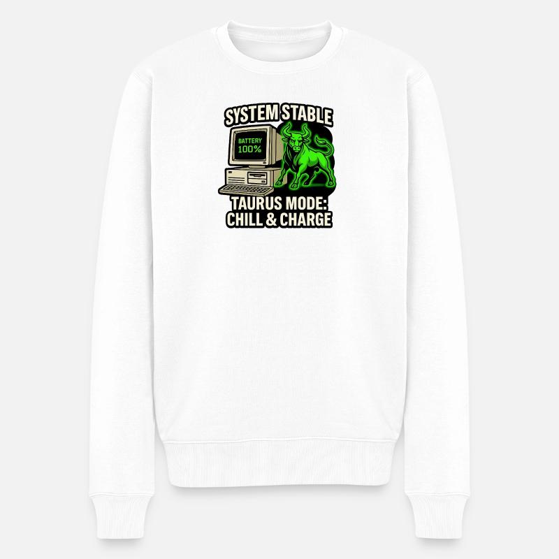 System Stable Taurus Mode Chill & Charge - Männer Premium Bio Pullover - Weiß