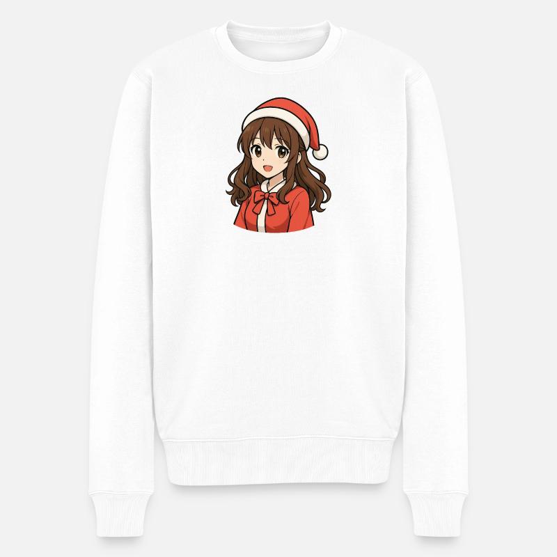 Fille d’anime magique de Noël - Pull Premium bio Homme - blanc