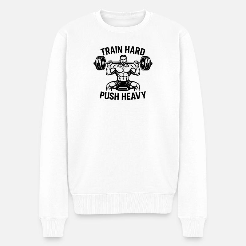 Devise de musculation Push Heavy - Pull Premium bio Homme - blanc