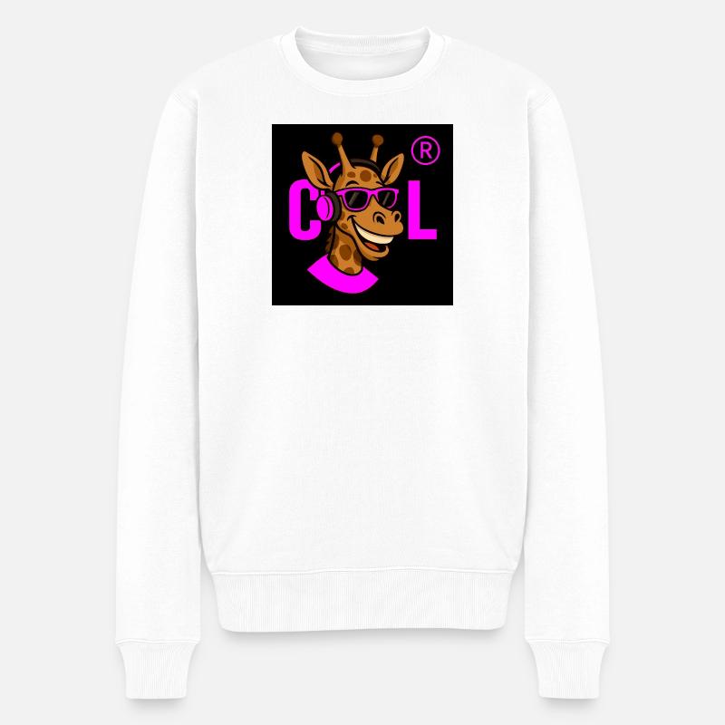 DJ girafe néon avec accessoires roses - Pull Premium bio Homme - blanc