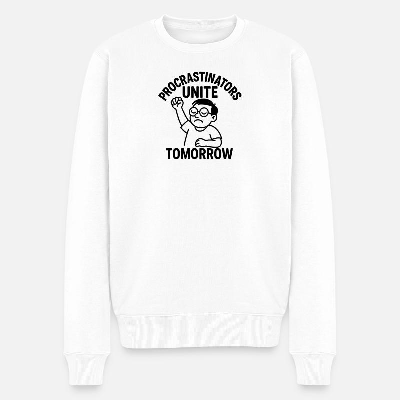 Prokrastination Unite Morgen - Männer Premium Bio Pullover - Weiß