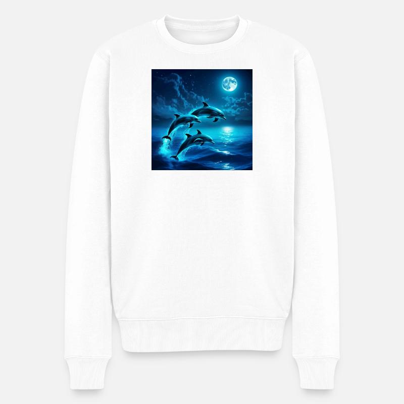 Sauts de dauphin au clair de lune - Pull Premium bio Homme - blanc