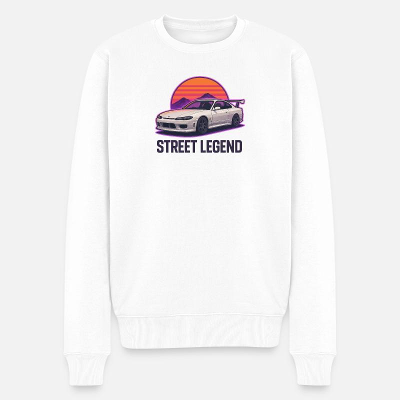 Straßenlegende Sunset Drift - Männer Premium Bio Pullover - Weiß