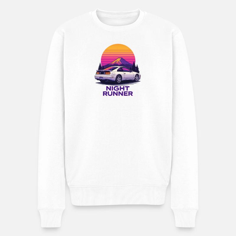 Voiture néon de course nocturne - Pull Premium bio Homme - blanc