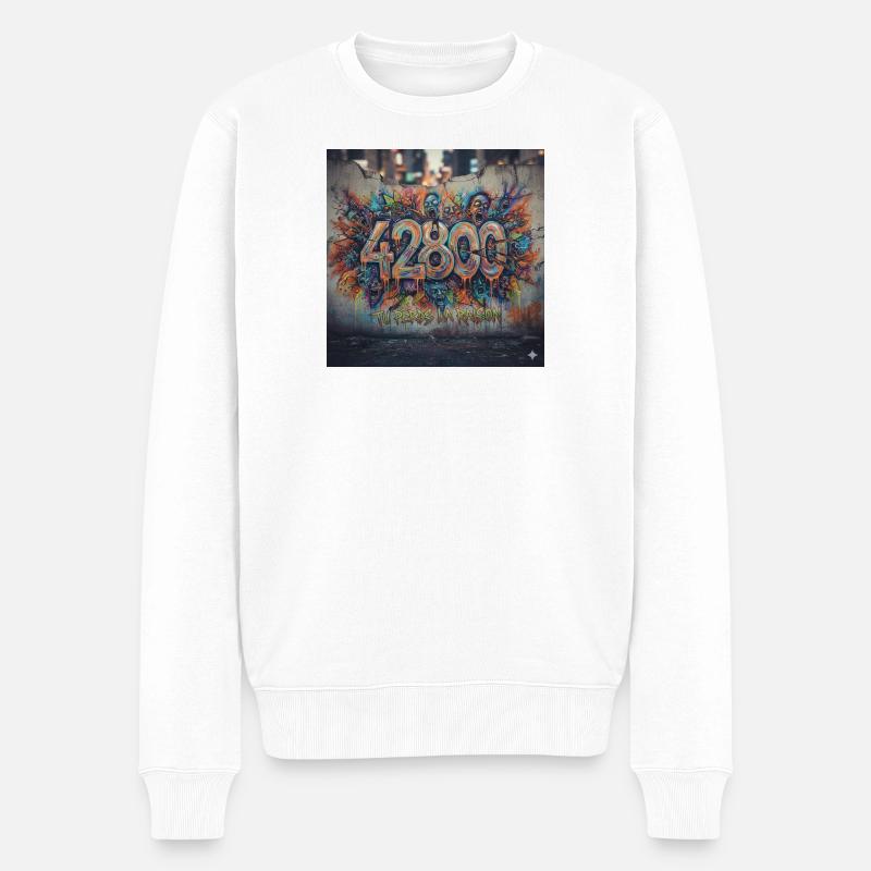 Graffiti 42800 Du verlierst den Verstand - Männer Premium Bio Pullover - Weiß