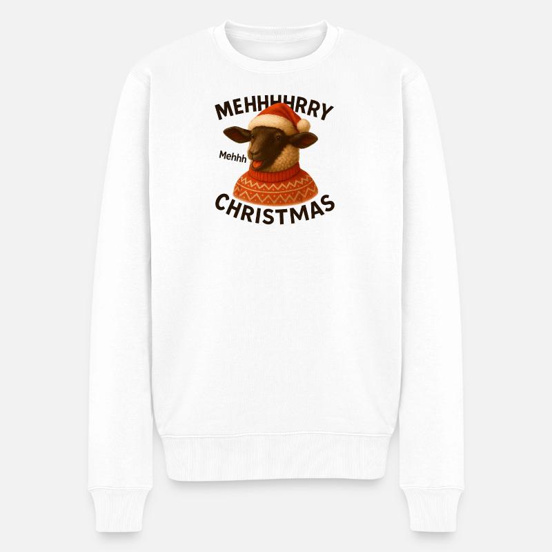 Meh Weihnachts-Schaf-Pullover - Männer Premium Bio Pullover - Weiß
