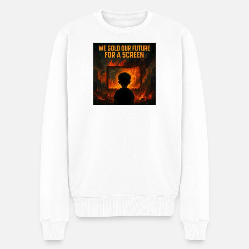 Zukunft fürs Display opfern - Männer Premium Bio Pullover - Weiß