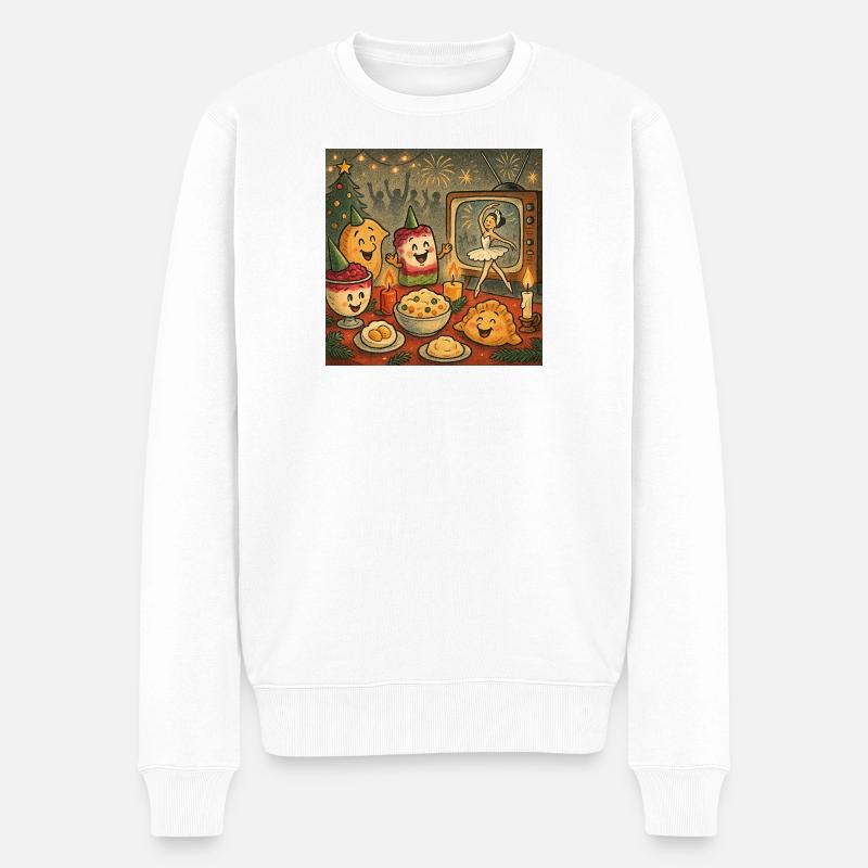 Cygnes magiques de Noël dansant - Pull Premium bio Homme - blanc