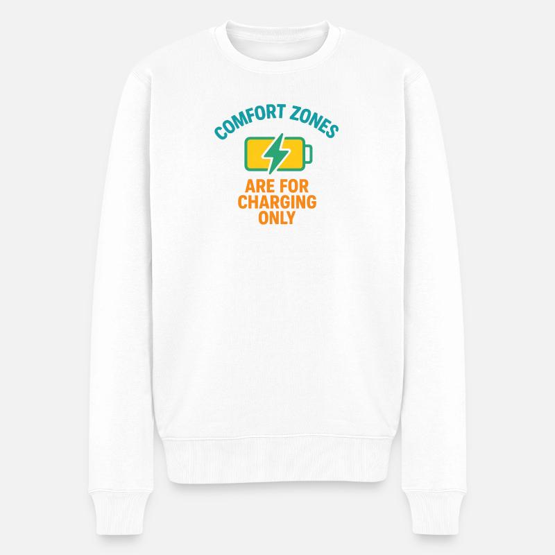 Komfortzone Aufladen Motto - Männer Premium Bio Pullover - Weiß