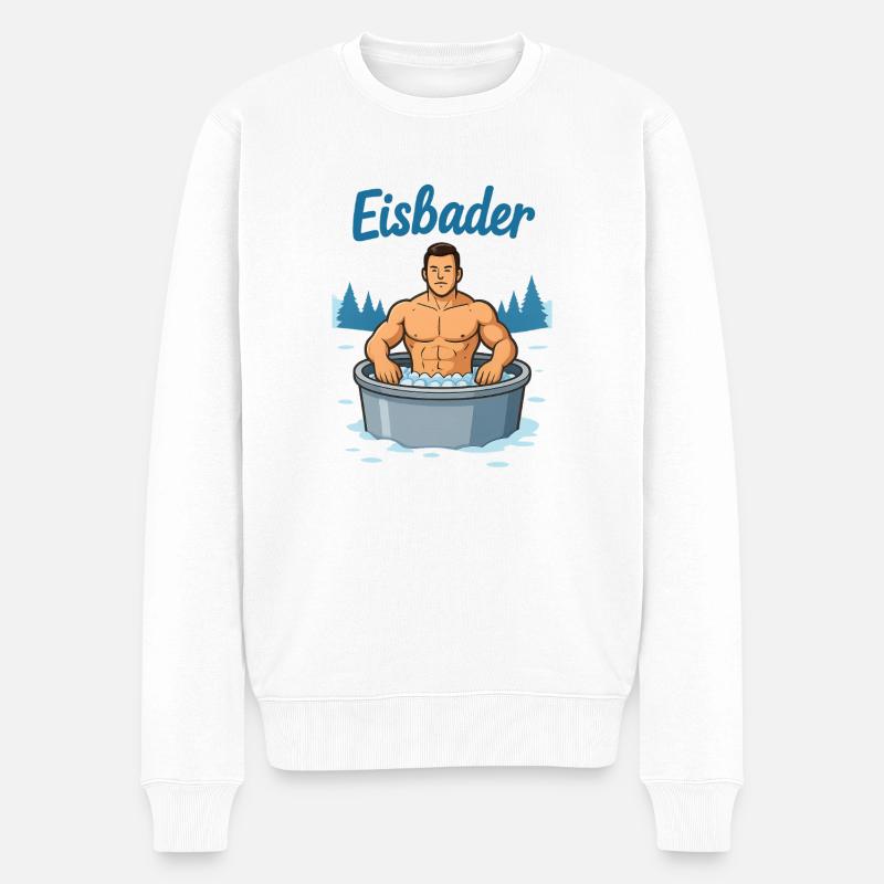 Eisbader Muskelmann im Eisbad - Men's Premium Organic Jumper - white
