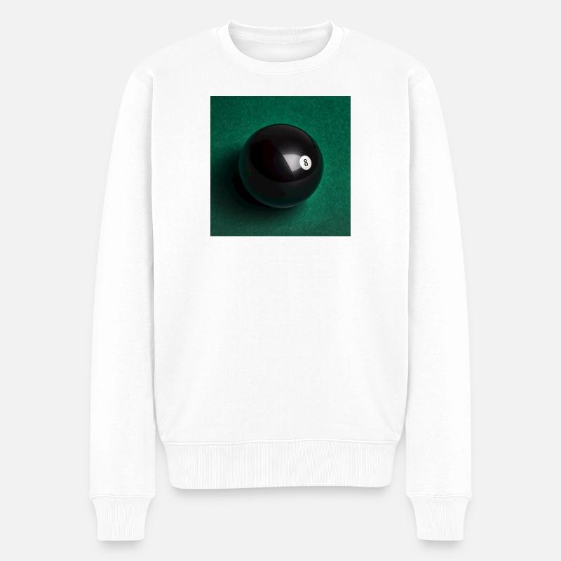 Schwarzer 8-Ball auf Filz - Männer Premium Bio Pullover - Weiß