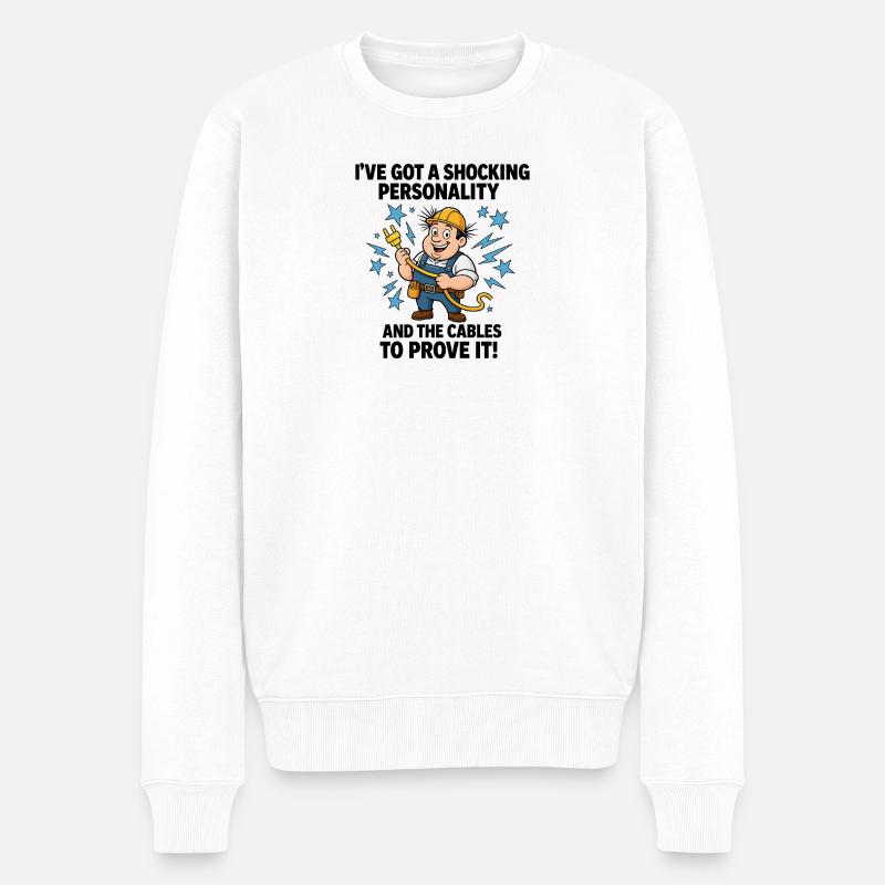 Schockierende Persönlichkeit Elektriker - Männer Premium Bio Pullover - Weiß
