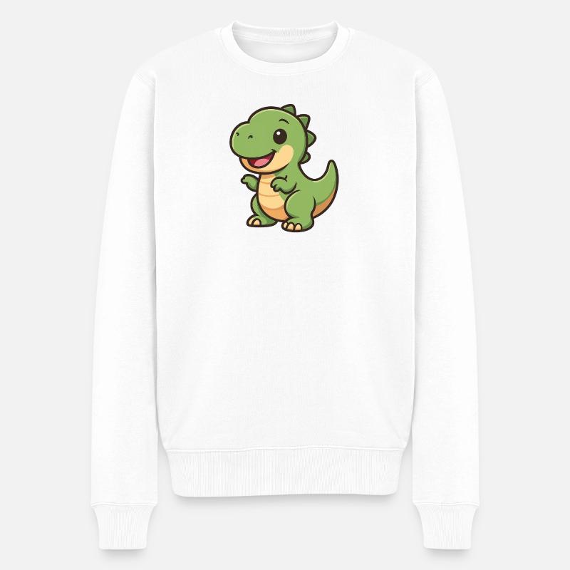 Fröhlicher Dino Kuschel-Clipart - Männer Premium Bio Pullover - Weiß